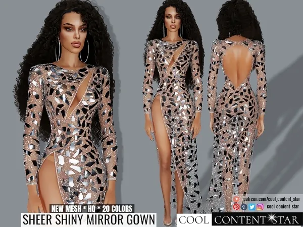 Alpha Sheer Shiny Mirror Gown by cool_content_star - The Sims 4 custom content