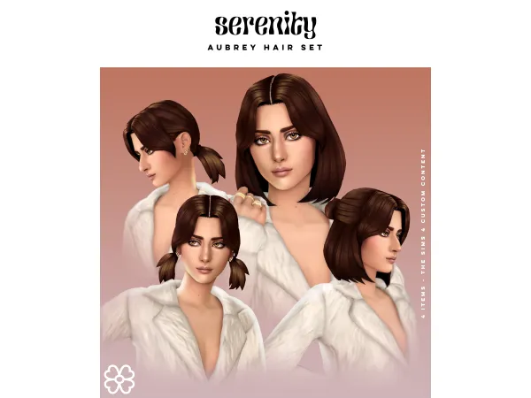 Maxis Match Aubrey Hair Set (4 items) by Serenity - The Sims 4 Custom Content