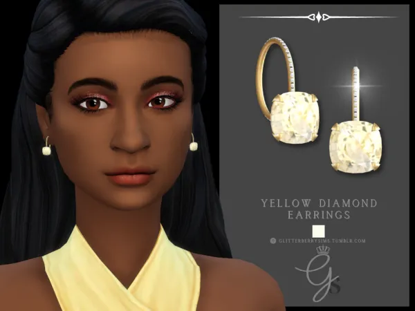 Mix Yellow Diamond Earrings by Glitterberry Sims - The Sims 4 Custom Content