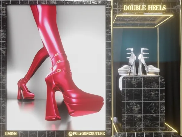 Alpha Double Heels by polygoncouture - The Sims 4 Custom Content