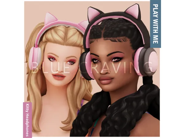 Mix Blue Craving Kitty Headset - The Sims 4 Custom Content