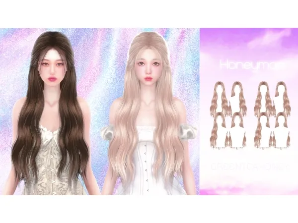 Alpha Honeymoon hairstyle by greenteahoney - The Sims 4 Custom Content