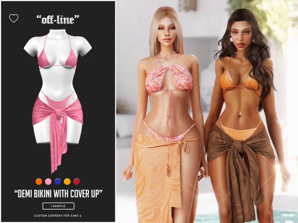 Alpha Off Line Demi Bikini With Cover Up - The Sims 4 Custom Content
