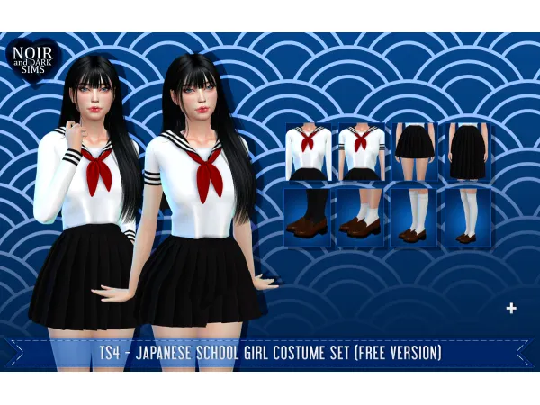 Maxis Match Japanese School Girl Costume Set [Free Version] by Noir - The Sims 4 Custom Content