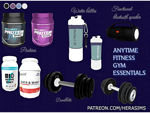 Alpha Anytime fitness Gym essentials Set by herasims4 - The Sims 4 Custom Content
