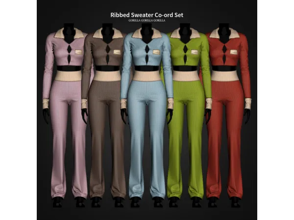 Alpha Ribbed Sweater Co ord Set by Gorilla Gorilla Gorilla - The Sims 4 Custom Content