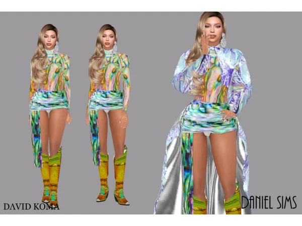 Alpha Beyonce in David Koma - The Sims 4 Custom Content
