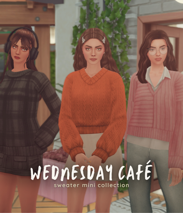 Maxis Match sweater mini collection (wednesday café pt 1) by simsfinds - The Sims 4 Custom Content