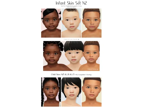 Alpha Infant Skin Set N2 Child Skins N25 N26 N27 by ThisIsThem - The Sims 4 Custom Content
