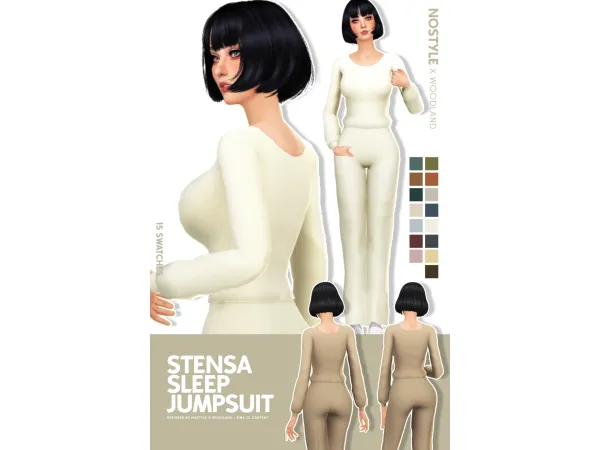 Maxis Match STENSA SLEEP JUMPSUIT by NO STYLE X W O O D L A N D - The Sims 4 Custom Content