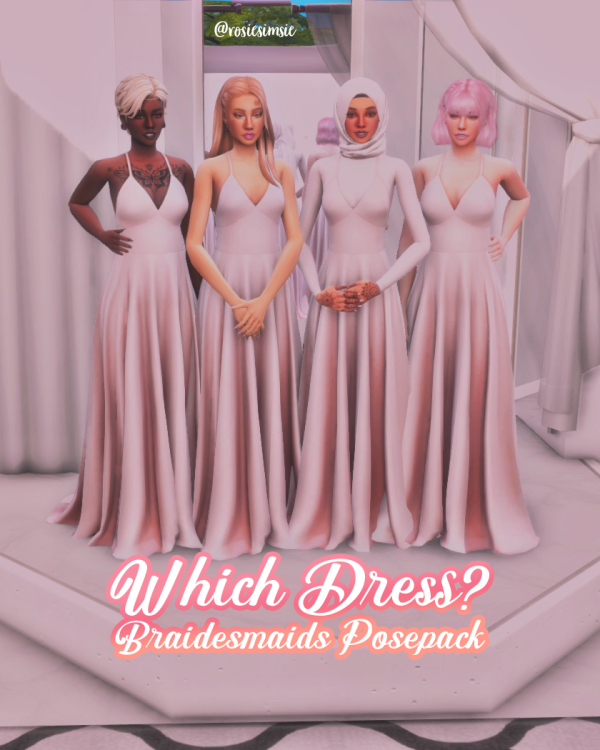 Mix Braidesmaids PosePack Which dress by simsfinds - The Sims 4 Custom Content