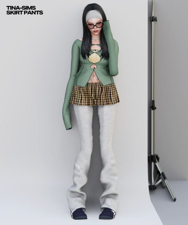 Alpha [TINA SIMS] Skirt Pants by simsfinds - The Sims 4 Custom Content