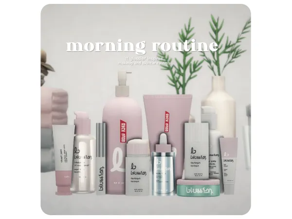 Maxis Match morning routine 11 'glossier' inspired makeup and skincare items updated - The Sims 4 Custom Content