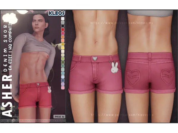PEACH | Asher Demin Shorts by Kleos Sims