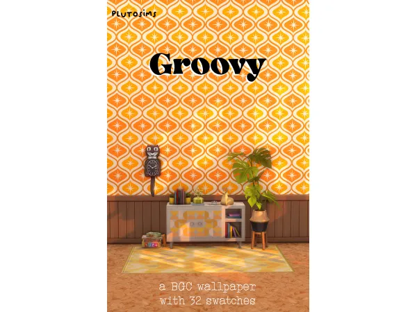 Maxis Match Groovy A Wallpaper by Pluto Sims - The Sims 4 Custom Content
