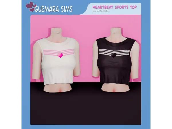 Alpha Heartbeat sports top (Public now) by Guemara - The Sims 4 Custom Content