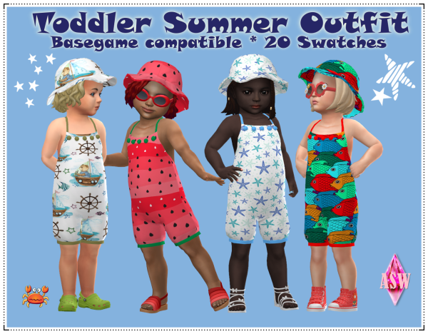 Maxis Match Toddler Summer Outfit Hat by simsfinds - The Sims 4 Custom Content