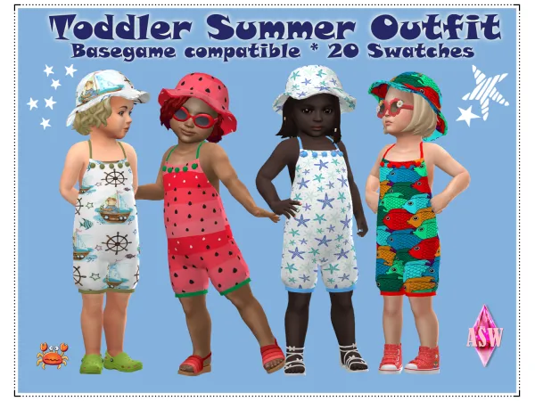 Maxis Match Toddler Summer Outfit Hat by Annett's Sims 4 Welt ASW - The Sims 4 Custom Content