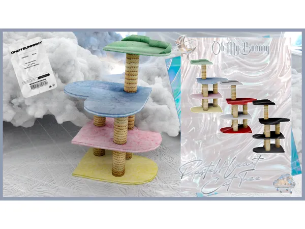 Alpha BABY PASTEL HEART CAT TREE by ohmybunnny - The Sims 4 Custom Content
