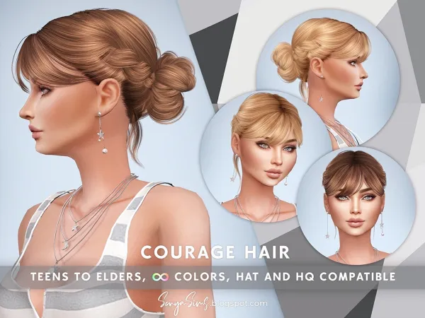 Alpha Courage Hair (Both Versions) NOW PUBLIC by SonyaSims - The Sims 4 Custom Content