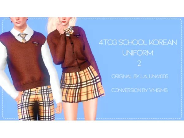 4to3 School Korean Uniform 2 by VMSims - The Sims 3 Custom Content