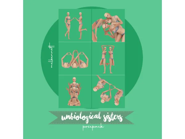 Mix Unbiological Sisters Posepack - The Sims 4 Custom Content
