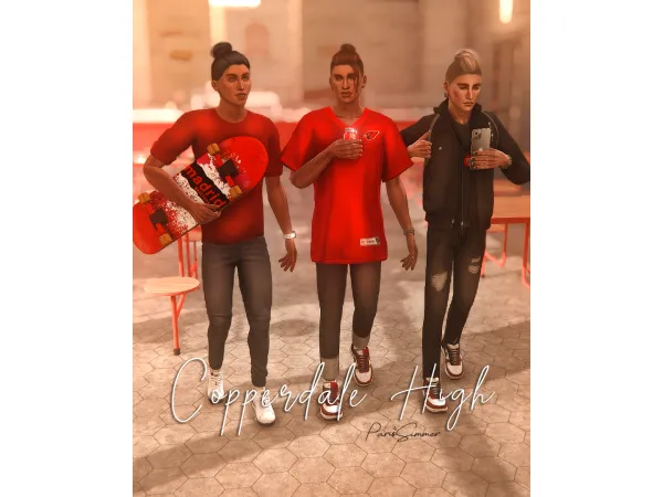 Maxis Match Copperdale High 4 group and 4 couple poses - The Sims 4 Custom Content