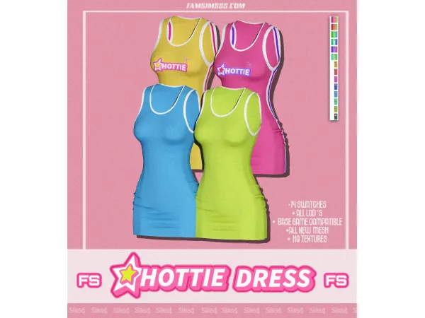 Alpha Hottie Dress Dress FS06 by FamSimsss - The Sims 4 Custom Content