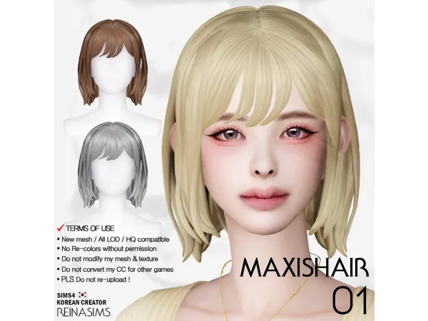Reina_TS4_Maxis_hair_01 by Reina Sims4