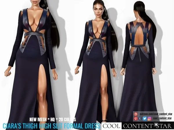 Alpha Thigh High Slit Formal Dress cool_content_star by cool_content_star - The Sims 4 Custom Content