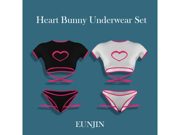 Alpha [EUNJIN] Heart Bunny Underwear Set by EUNJIN_SIMS4 - The Sims 4 Custom Content