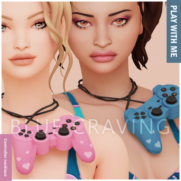 Maxis Match Blue Craving Controller around neck by bluecraving - The Sims 4 Custom Content