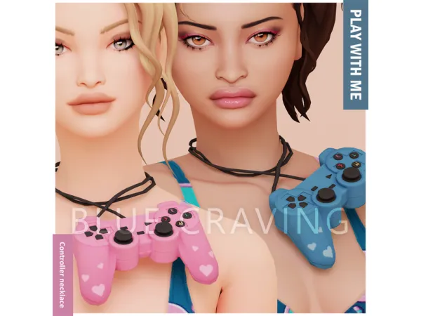 Maxis Match Blue Craving Controller around neck - The Sims 4 Custom Content