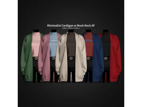 Minimalist Cardigan w Mock Neck AF by Gorilla Gorilla Gorilla