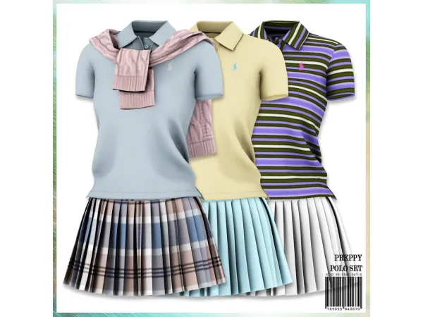Alpha Preppy Polo Set by mirosims2020 - The Sims 4 Custom Content