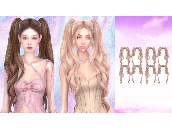 Alpha Tricky hairstyle by greenteahoney - The Sims 4 Custom Content