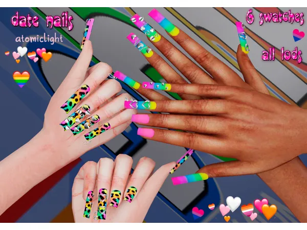 Alpha date nails by Atomiclight - The Sims 4 Custom Content