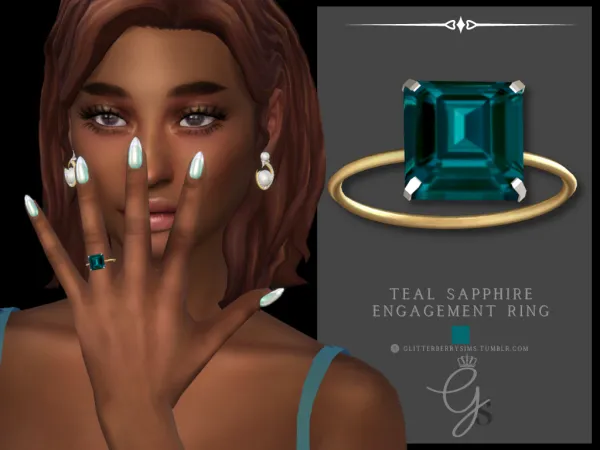 Mix Teal Engagement Ring by Glitterberry Sims - The Sims 4 Custom Content