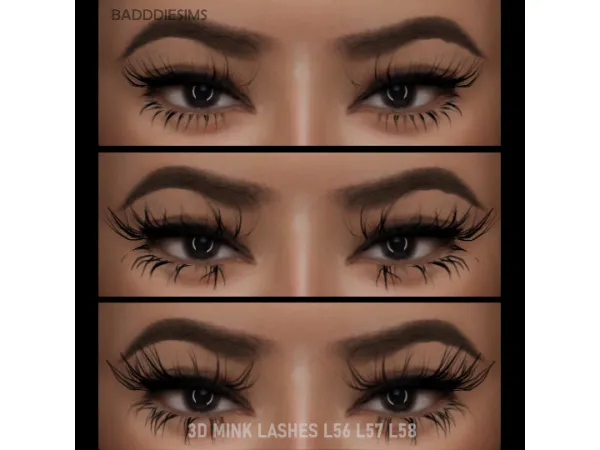 Alpha 3D MINK LASHES L56 L57 L58 by BADDDIESIMS - The Sims 4 Custom Content