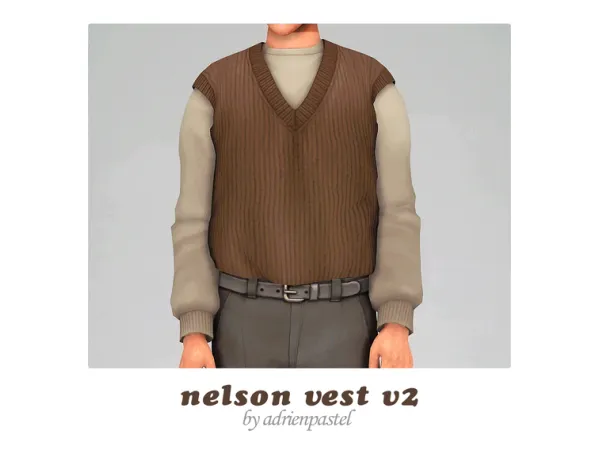 Maxis Match Nelson Tucked Sweater Vest by AdrienPastel - The Sims 4 Custom Content
