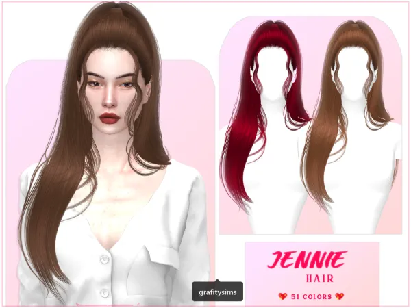 Alpha Jennie Hair - The Sims 4 Custom Content
