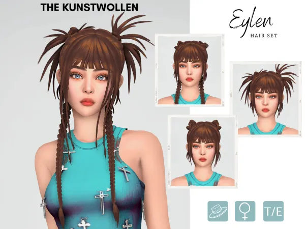 Maxis Match Eylen hair set - The Sims 4 Custom Content