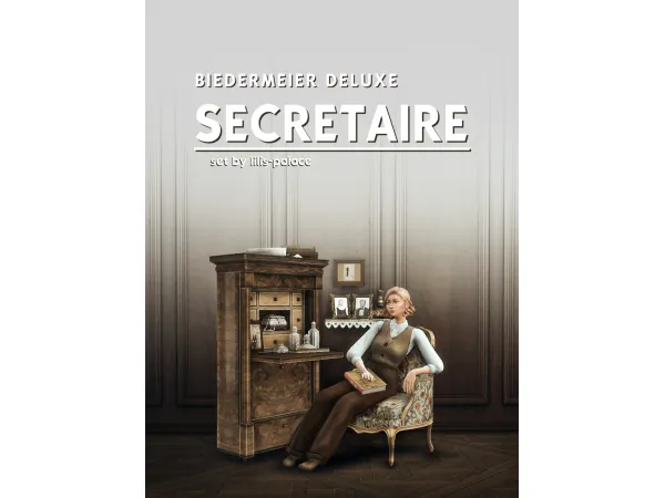 Mix INTARSIA Biedermeier Deluxe Secretaire by Lili's Palace - The Sims 4 Custom Content