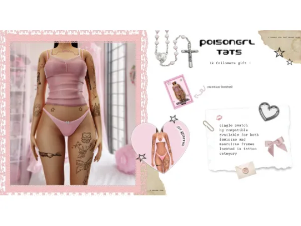 Mix PoisonGr Tattos by tsundcku - The Sims 4 Custom Content