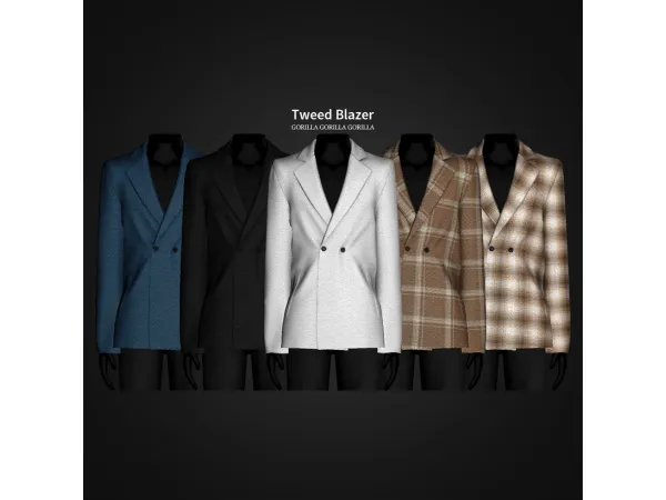 Alpha Tweed Blazer by Gorilla Gorilla Gorilla - The Sims 4 Custom Content