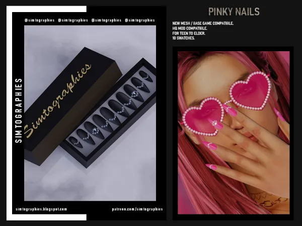 Alpha Pinky Nails by simtographies - The Sims 4 Custom Content