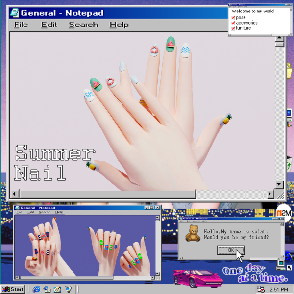 Alpha CAS)summer nail by simsfinds - The Sims 4 Custom Content