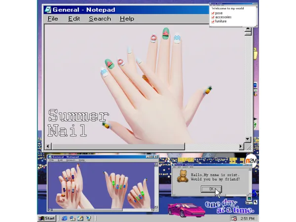 Alpha CAS)summer nail - The Sims 4 Custom Content