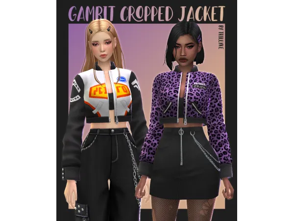 Maxis Match Gambit Cropped Jacket by Trillyke - The Sims 4 Custom Content