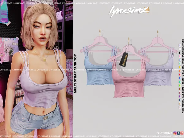 Alpha MULTI Strap Tank Top Early Access by LYNXSIMZ - The Sims 4 Custom Content